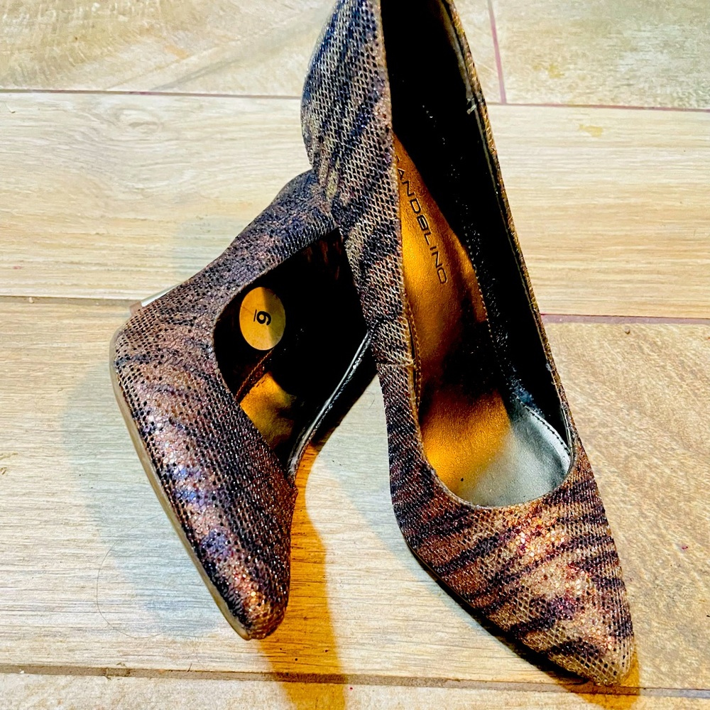 Glittery leopard Bandolino high heels size 6